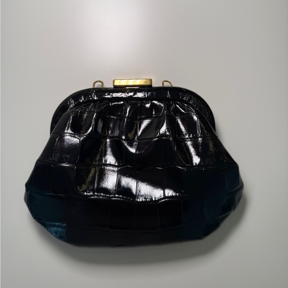 Balenciaga Black Croc Cloud Coin Purse Cross Body Leather Clutch Mini Bag - Picture 5 of 8